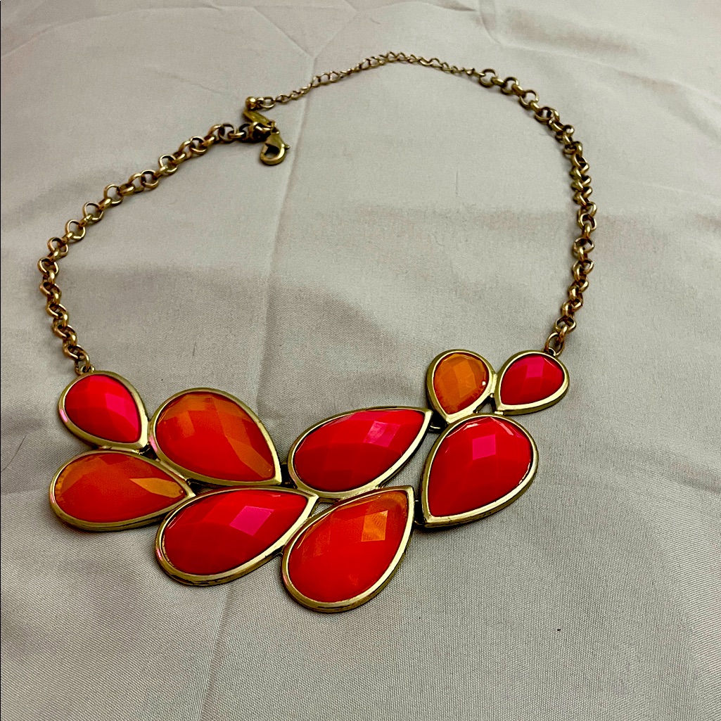 Avenue Gold Necklace With Red And Orange Accents 8$